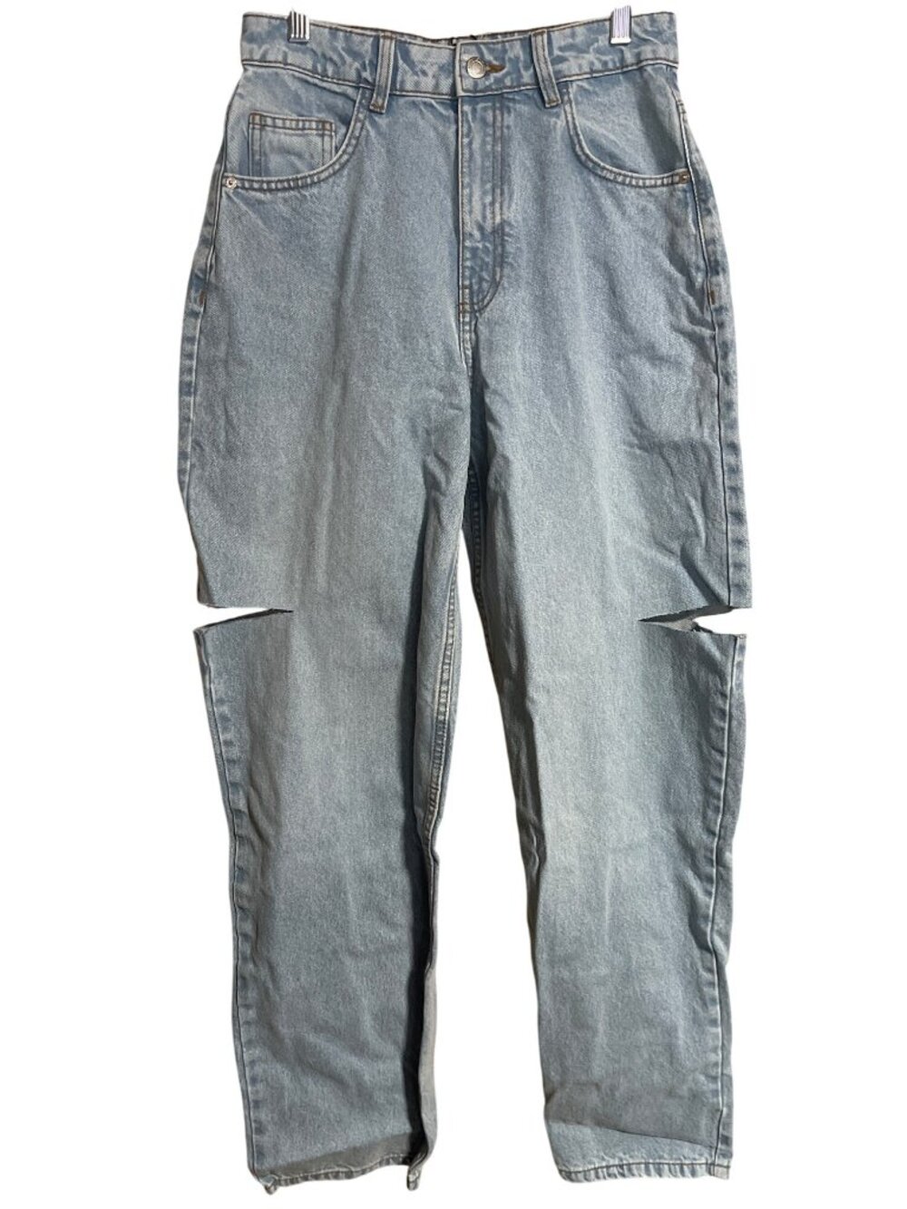 PrettyLittleThing Womens Light Blue Wash Thigh Split Boyfriend Jeans UK8 US4